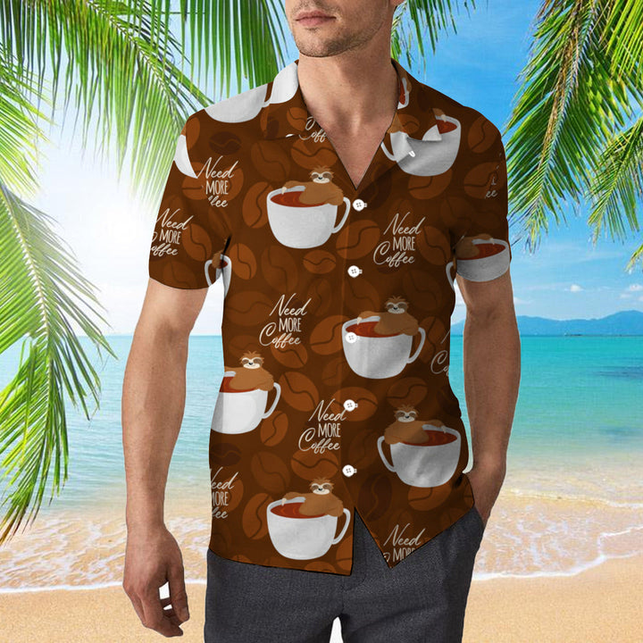 Cute Sloths Bear Relaxing In Coffee Cup On Dark Chocolate Hawaiian Shirt | For Men & Women | HW1930-BehighStyle