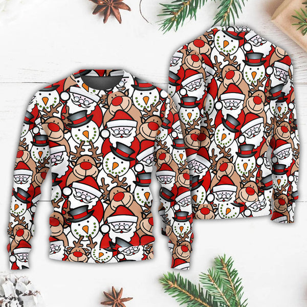 Cutie Santa And Reindeer Funny Ugly Christmas Sweater | Adult | US2359