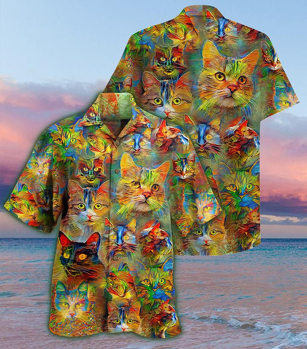 Cat Beautiful Colorful Painting Hawaiian Shirt | HW3391