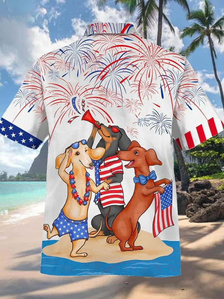 Dachshund Dog 4th of July Hawaiian Lei Hawaiian Shirt | For Men & Women | HW1562-BehighStyle