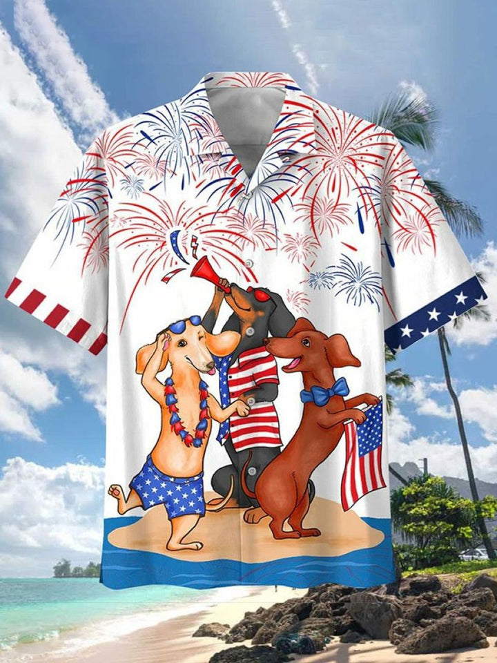 Dachshund Dog 4th of July Hawaiian Lei Hawaiian Shirt | For Men & Women | HW1562-BehighStyle