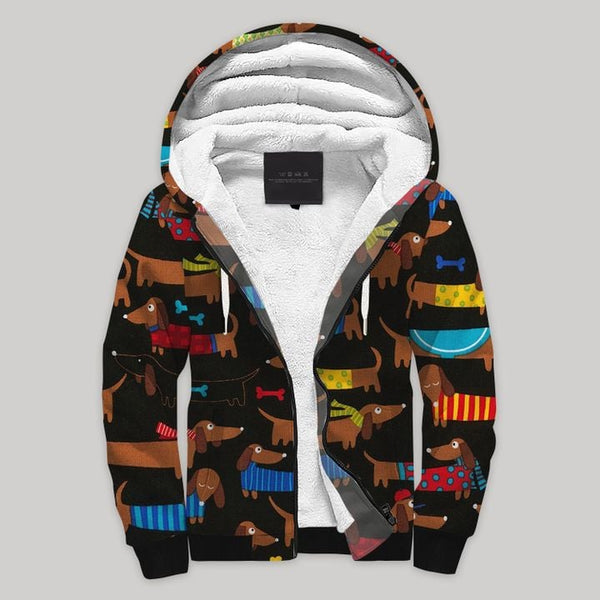 Dachshund Dog Colourful Fleece Zip Hoodie All Over Print | FZ828