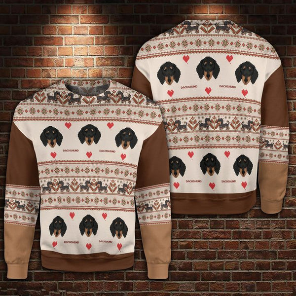 Dachshund Dog Heart Ugly Christmas Sweater | Adult | US2107