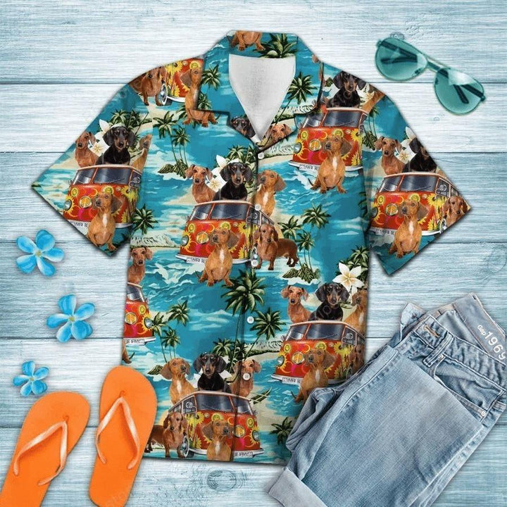 Dachshund Dog Hippie Summer Hawaiian Shirt | For Men & Women | HW2165-BehighStyle