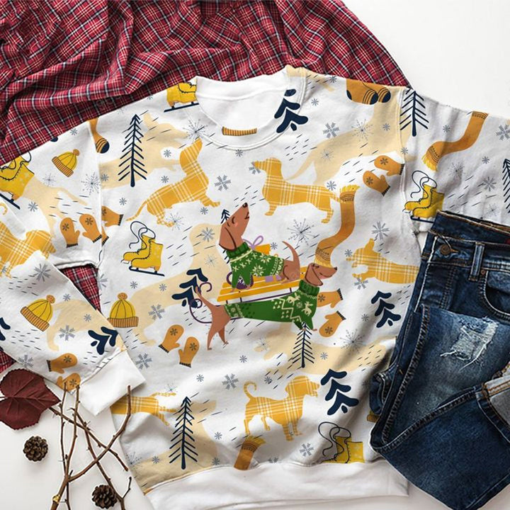 Dachshund Golden Christmas 3D All Over Print | For Men & Women | Adult | HP1959-BehighStyle