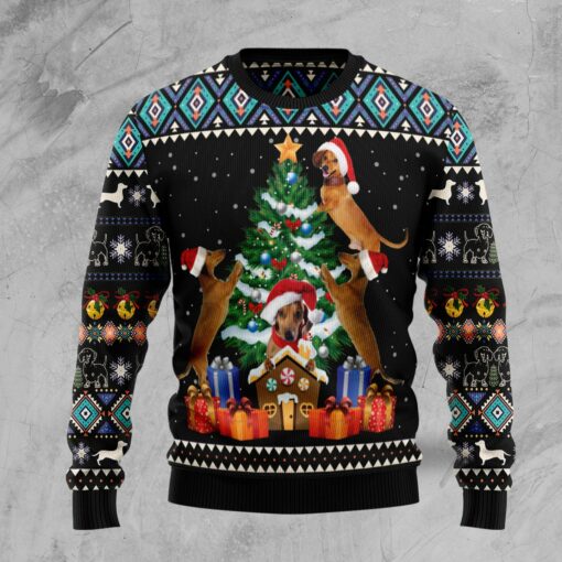 Dachshund Group Christmas Tree Ugly Christmas Sweater | Adult | US1681