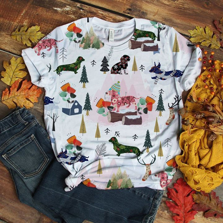 Dachshund Secret Garden Christmas 3D All Over Print | For Men & Women | Adult | HP2017-BehighStyle
