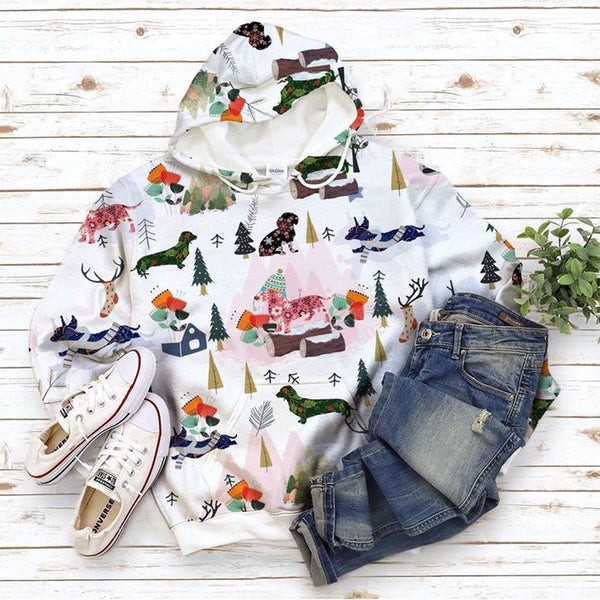 Dachshund Secret Garden Christmas 3D All Over Print | For Men & Women | Adult | HP2017-BehighStyle
