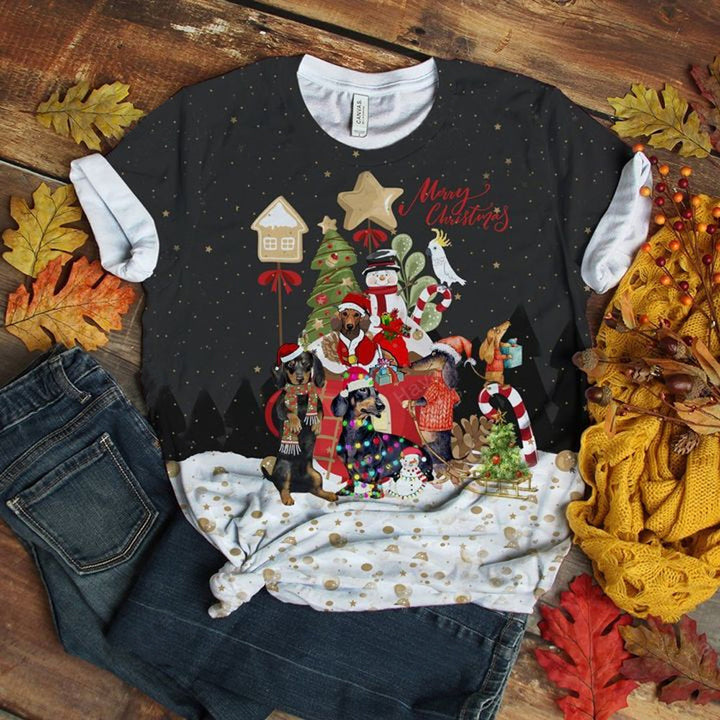 Dachshund Snowy Christmas 3D All Over Print | For Men & Women | Adult | HP1985-BehighStyle