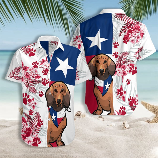 Dachshund Texas Flag Hawaiian Shirt | For Men & Women | HW5045-BehighStyle