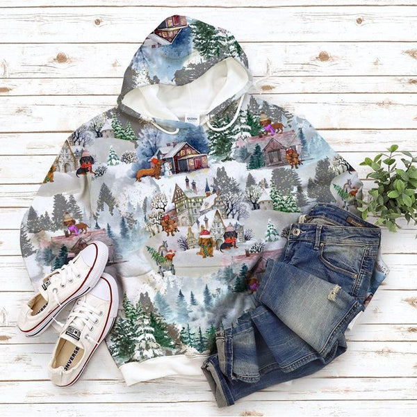 Dachshund Village Christmas 3D All Over Print | For Men & Women | Adult | HP1987-BehighStyle