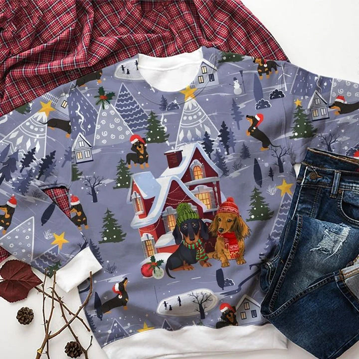 Dachshund Violet Christmas 3D All Over Print | For Men & Women | Adult | HP1986-BehighStyle