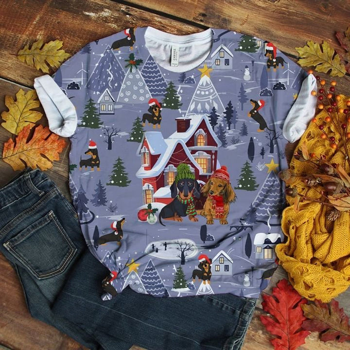 Dachshund Violet Christmas 3D All Over Print | For Men & Women | Adult | HP1986-BehighStyle