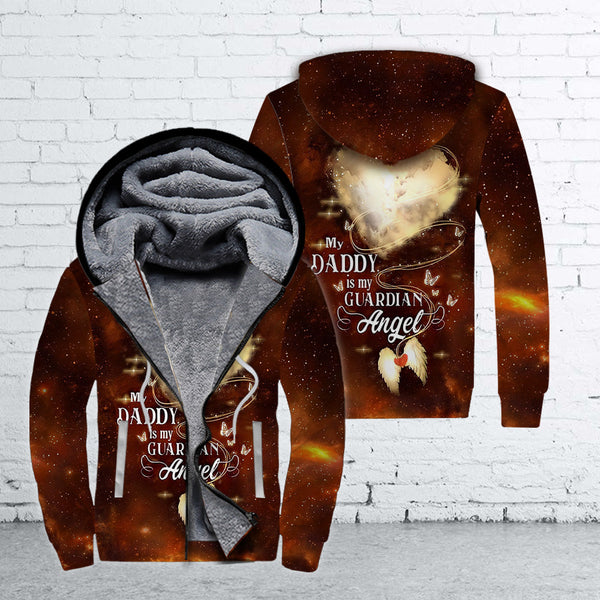 Dad Guardian Angel Heart Cloud Fleece Zip Hoodie All Over Print | FZ305