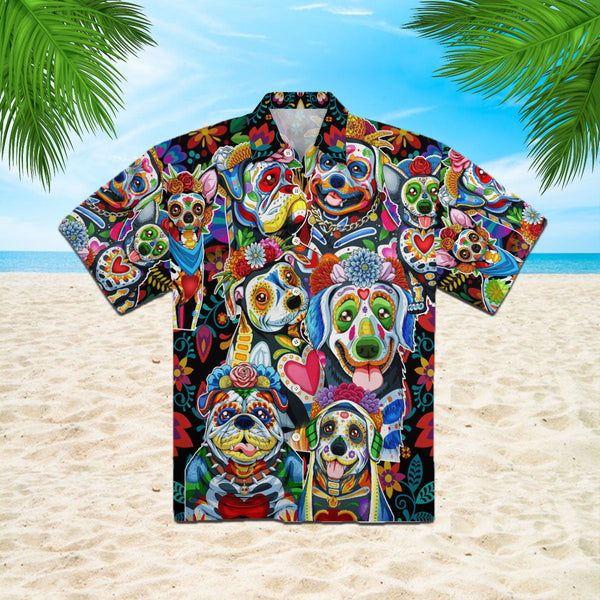 Day Of The Dead Dog Hawaiian Shirt | For Men & Women | HW2015-BehighStyle