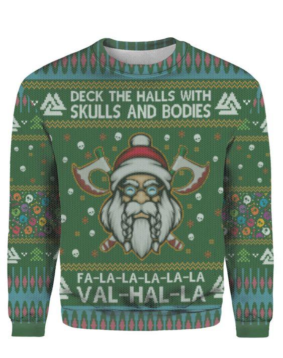 Deck The Halls With Skull Ugly Christmas Sweater | For Men & Women | Adult | US1623-BehighStyle