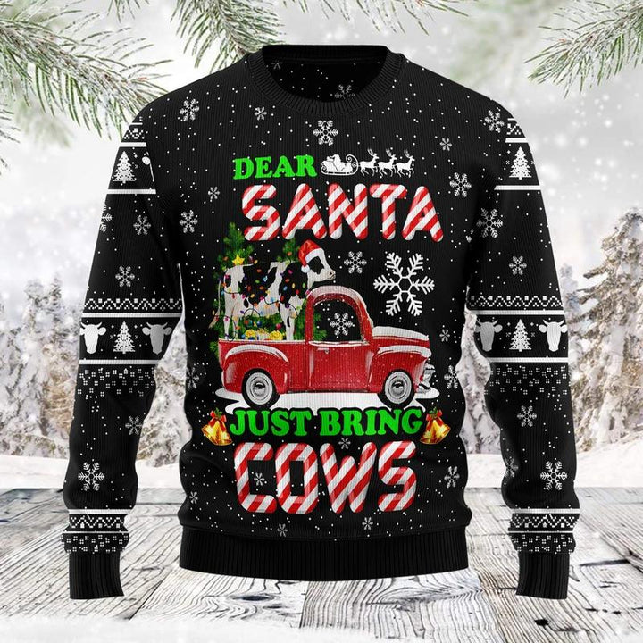 Deer Santa Just Bring Cows Ugly Christmas Sweater | For Men & Women | Adult | US1347-BehighStyle