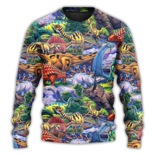 Dinosaur Art Coloful Style Ugly Christmas Sweater | Adult | US2320