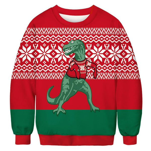 Dinosaur Christmas Ugly Christmas Sweater | For Men & Women | Adult | US1409-BehighStyle