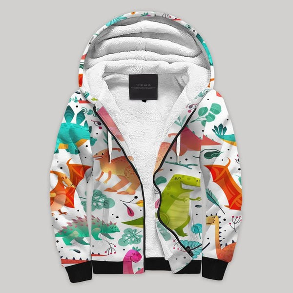 Dinosaur Colorful Fleece Zip Hoodie All Over Print | FZ729