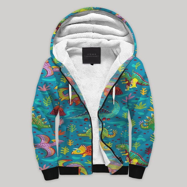Dinosaur Fleece Zip Hoodie All Over Print | FZ796