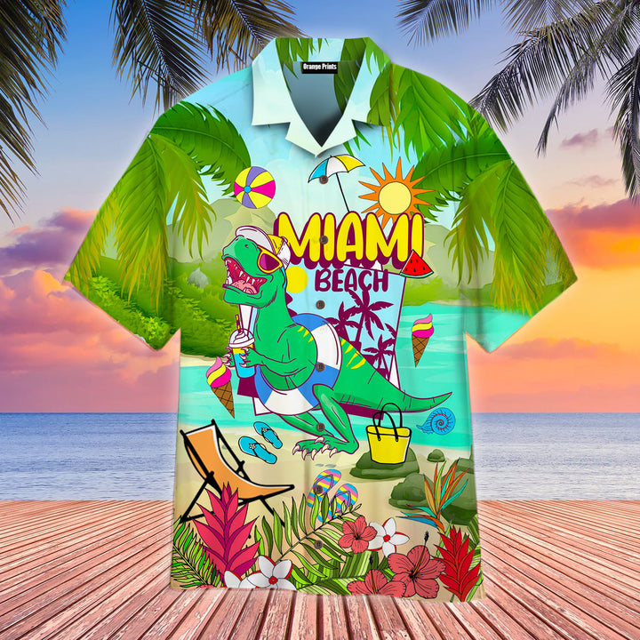 Dinosaur Miami Beach Summer Cool Hawaiian Shirt | For Men & Women | HW1914-BehighStyle