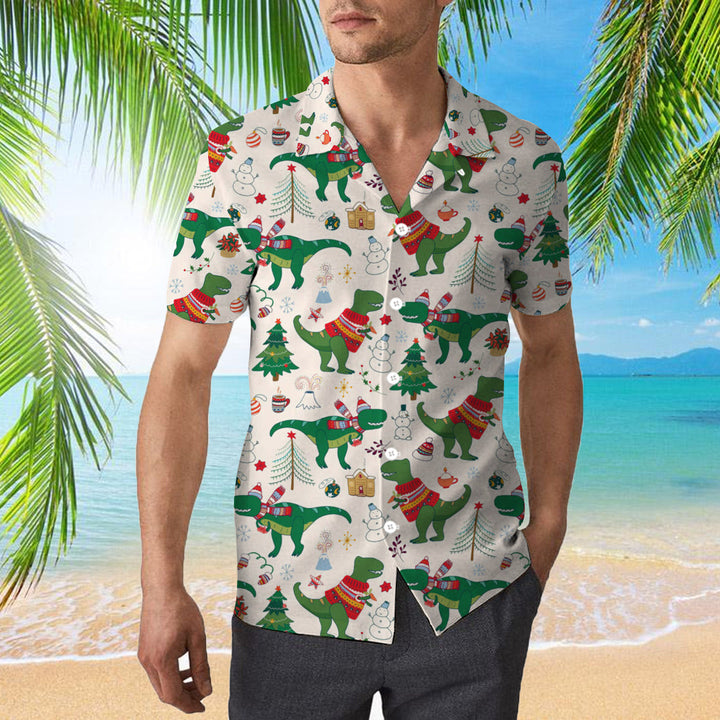 Dinosaur Rex Christmas In July Hawaiian Shirt | For Men & Women | HW1014-BehighStyle