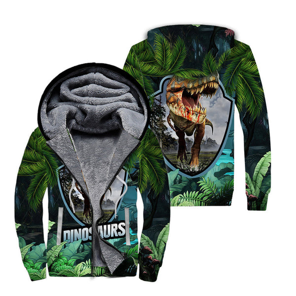 Dinosaurs Forest Fleece Zip Hoodie All Over Print | FZ389
