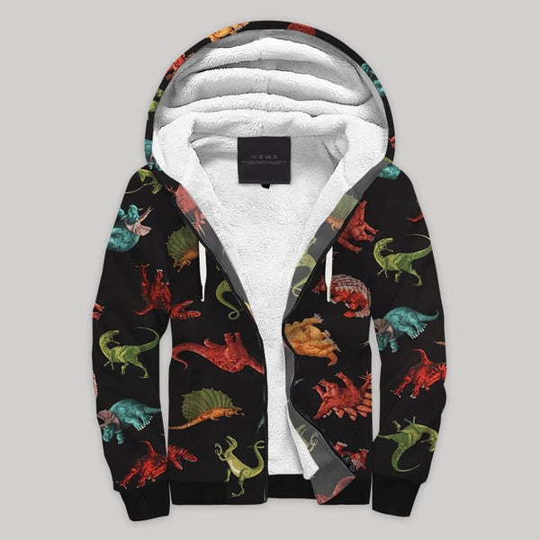 Dinosaurs Sherpa Fleece Zip Hoodie All Over Print | FZ750