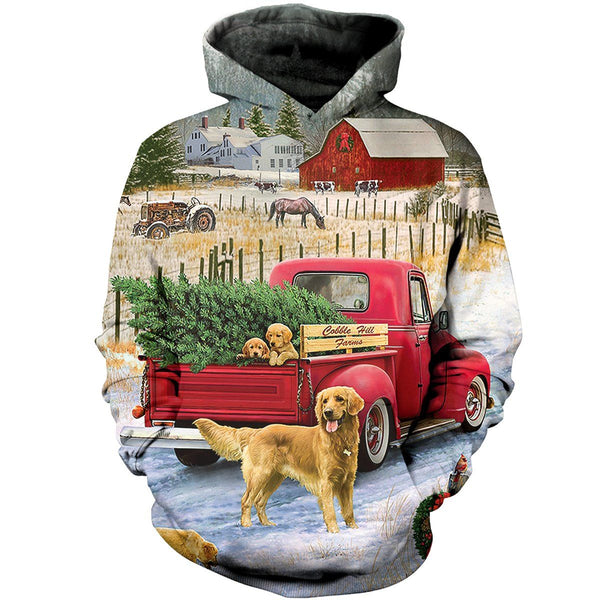 Dog Cool Farmer Red Xmas 3D All Over Print | Adult | HP2668