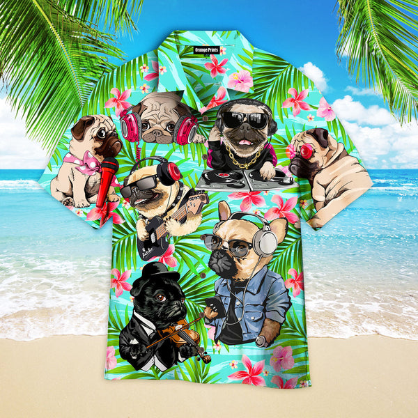 Dog Feeling Music With Pugs Aloha Hawaiian Shirt | For Men & Women | HW972-BehighStyle