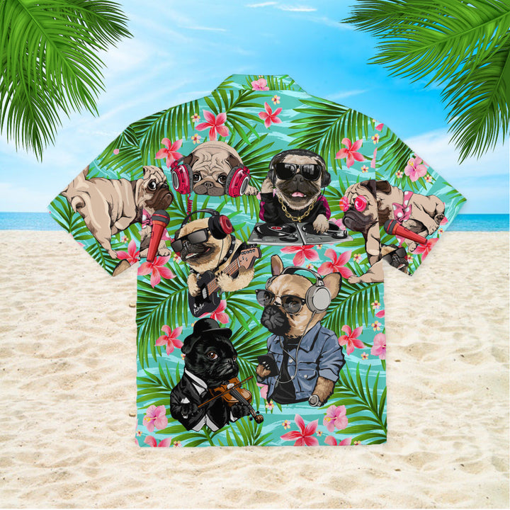 Dog Feeling Music With Pugs Hawaiian Shirt | For Men & Women | HW1001-BehighStyle