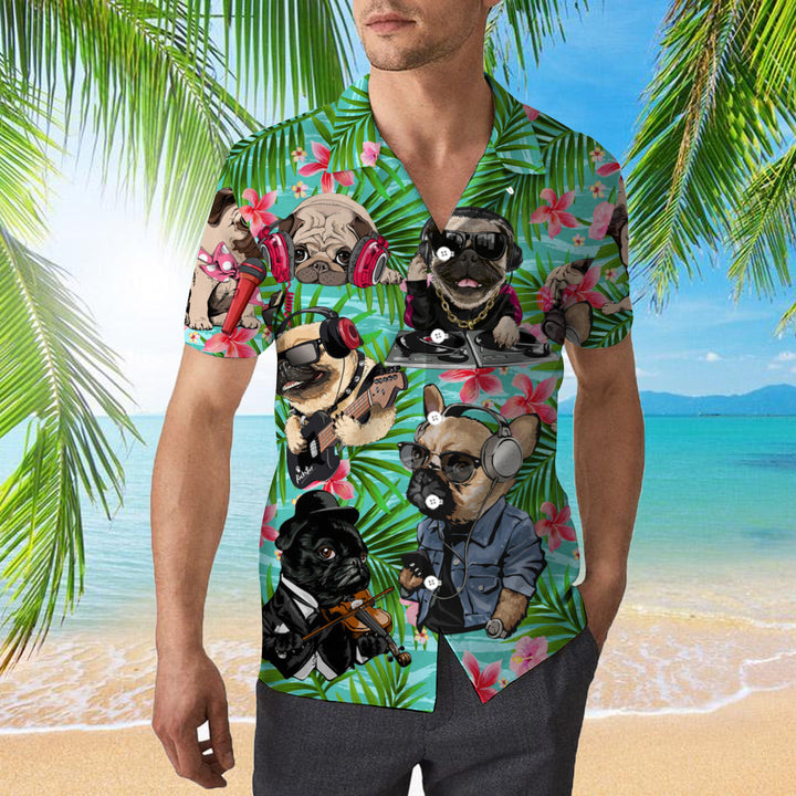 Dog Feeling Music With Pugs Hawaiian Shirt | For Men & Women | HW1001-BehighStyle