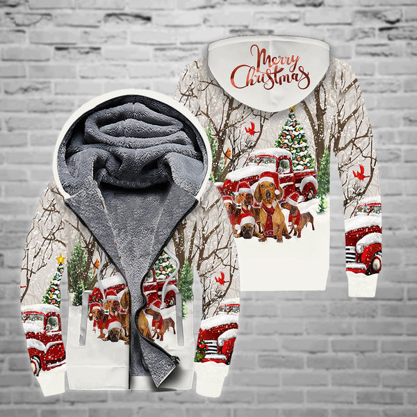 Dog Merry Christmas Fleece Zip Hoodie All Over Print | FZ278