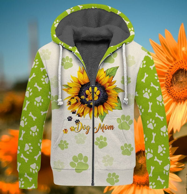 Dog Mom Sunflower Fleece Zip Hoodie All Over Print | For Men & Women | FZ183-BehighStyle