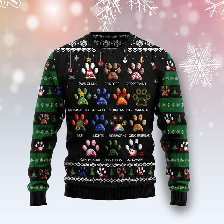 Dog Pawprint Ugly Christmas Sweater | For Men & Women | Adult | US1507-BehighStyle