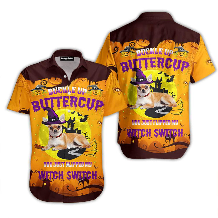 Dog Witch Halloween Buckle Up Butter Cup Hawaiian Shirt | For Men & Women | HW2598-BehighStyle