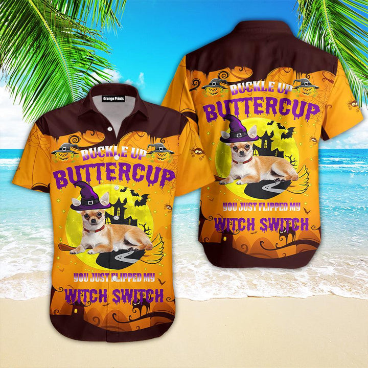 Dog Witch Halloween Buckle Up Butter Cup Hawaiian Shirt | For Men & Women | HW2598-BehighStyle