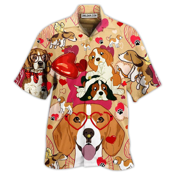 Beagle Dog And Valentine Love You Hawaiian Shirt | HW3482