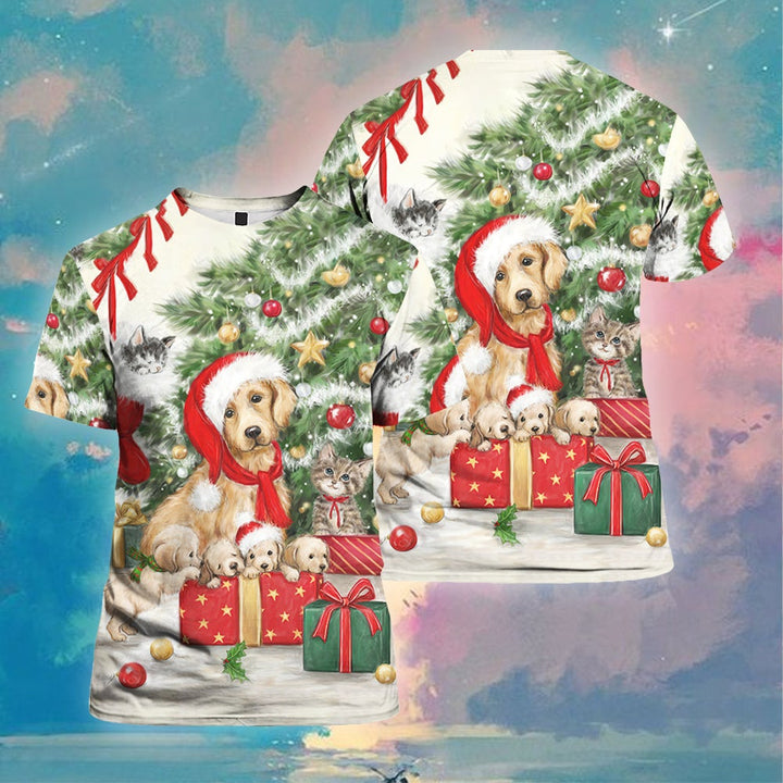 Dogs And Cat Christmas 3D All Over Print | For Men & Women | Adult | HP1046-BehighStyle