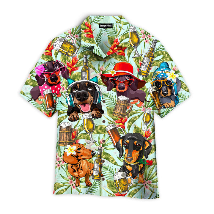 Dogs Dachsund Drinking Beer Aloha Hawaiian Shirt | For Men & Women | HW825-BehighStyle