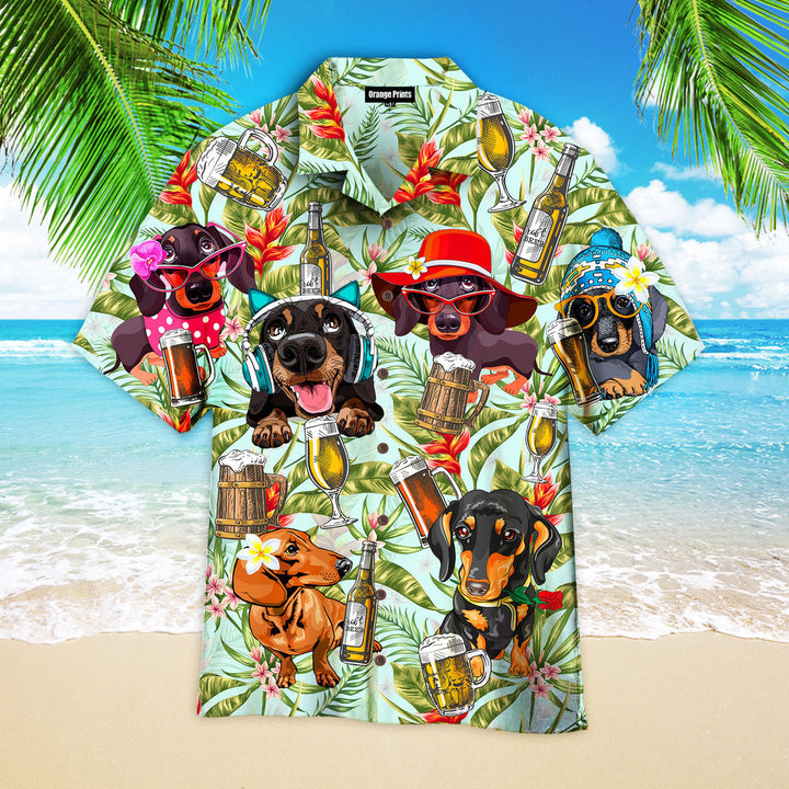 Dogs Dachsund Drinking Beer Aloha Hawaiian Shirt | For Men & Women | HW825-BehighStyle