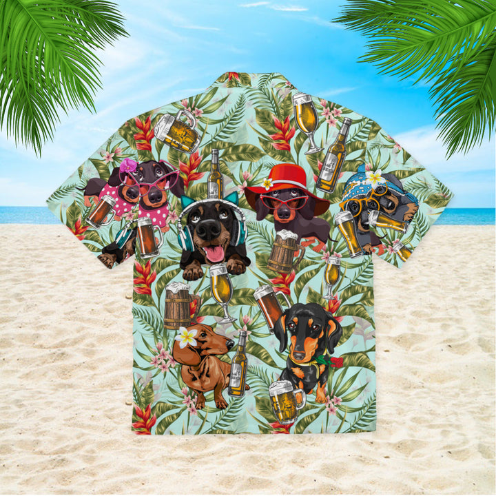 Dogs Dachsund Drinking Beer Hawaiian Shirt | For Men & Women | HW1053-BehighStyle