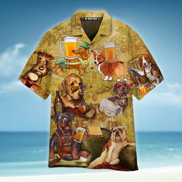 Dogs Drink Beer Hawaiian Shirt With Pocket | SP1080