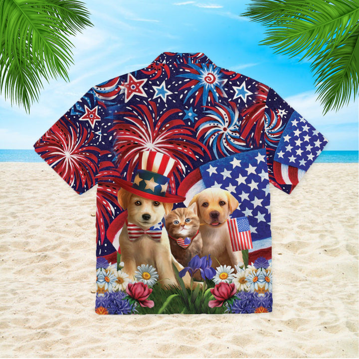 Dogs Love American Flag Firework Hawaiian Shirt | For Men & Women | HW327-BehighStyle