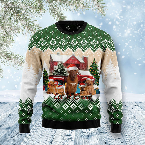 Dogue-De Bordeaux Dog Let It Snow Ugly Christmas Sweater | Adult | US1804