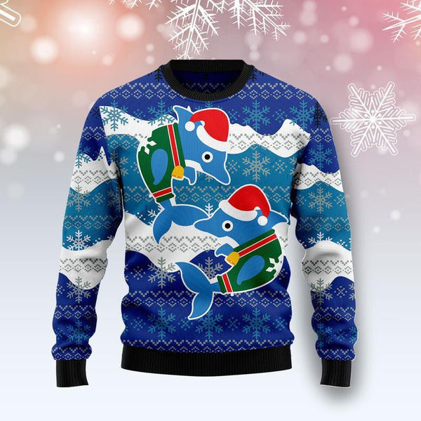 Dolphin Couple Ugly Christmas Sweater | For Men & Women | Adult | US1475-BehighStyle