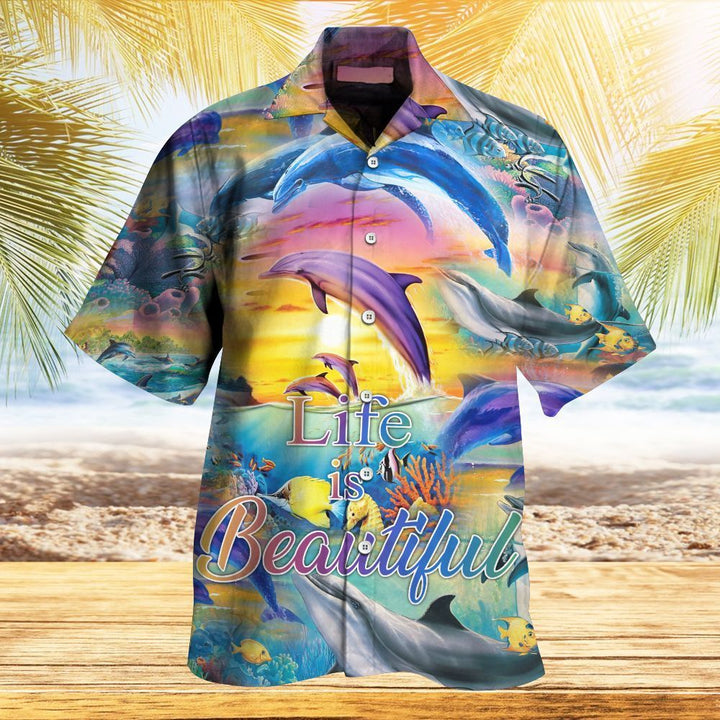 Dolphin Sunset Hawaiian Shirt | For Men & Women | HW1557-BehighStyle