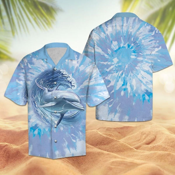 Dolphin Surfing Tie Dye Cool Design Aloha Hawaiian Shirt | For Men & Women | HW1095-BehighStyle