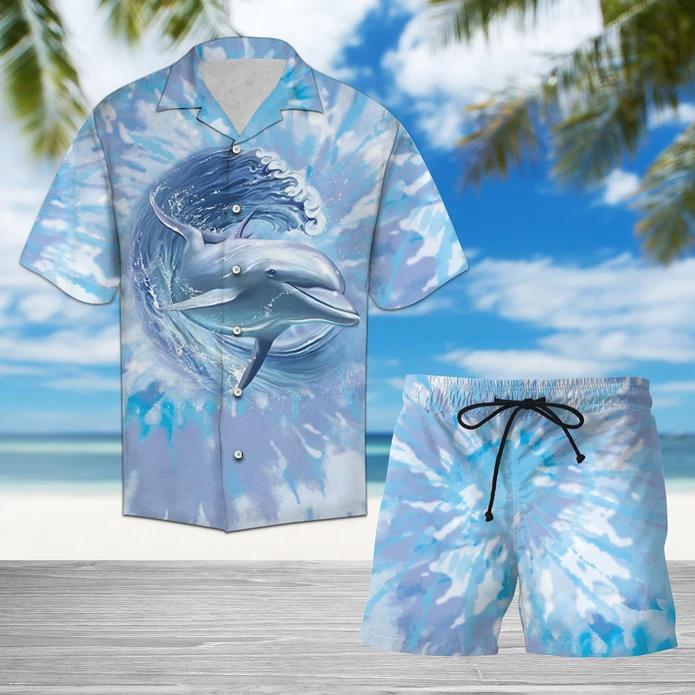 Dolphin Tie Dye Hawaiian Shirt Set | For Men & Women | HS114-BehighStyle